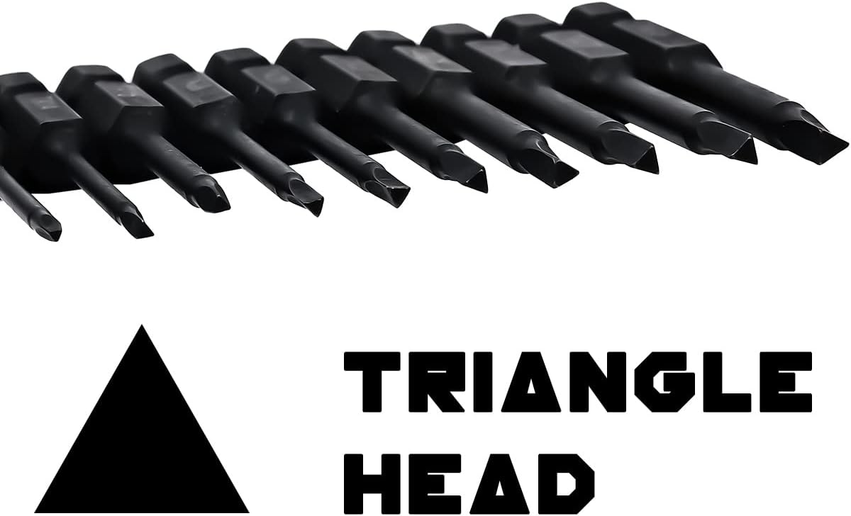 Triangle Bit Set (10 Pack - 2.3" Long Magnetic Heads) In the Following Triangle Screwdriver Sizes: TA12, TA14, TA16, TA18, TA20, TA23, TA25, TA27 (x2), TA30