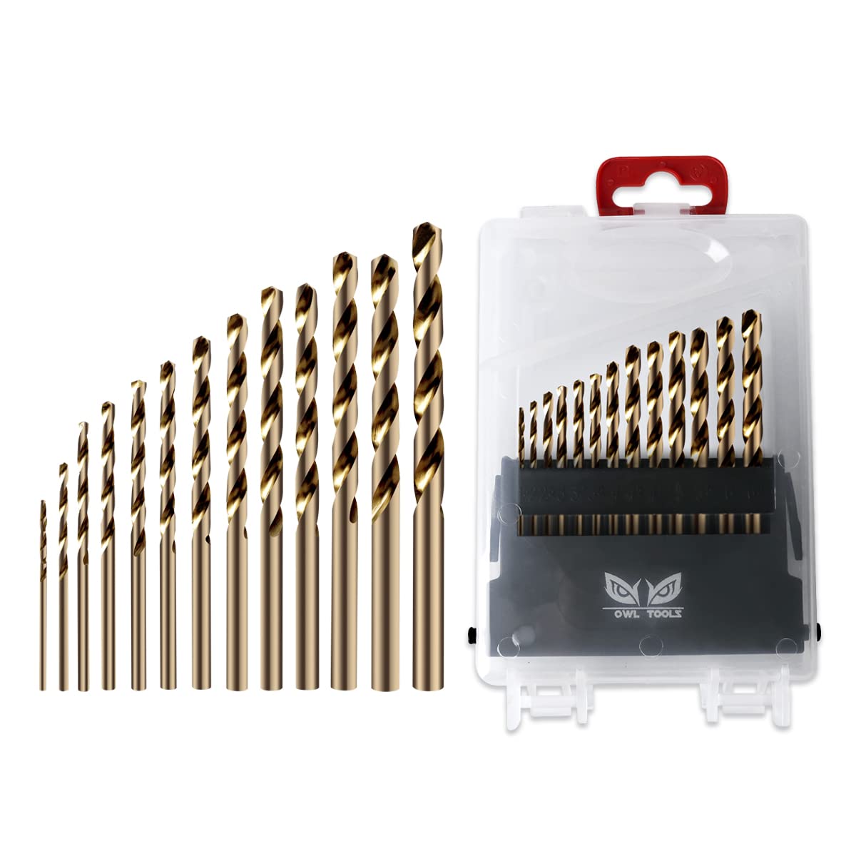 Owl Tools Cobalt Drill Bit Set - 13 Piece M35 - Metric Size Cobalt Drill Bits with Storage Case - Perfect Drill Bits for Metal, Hardened & Stainless Steel, Cast Iron, and More!