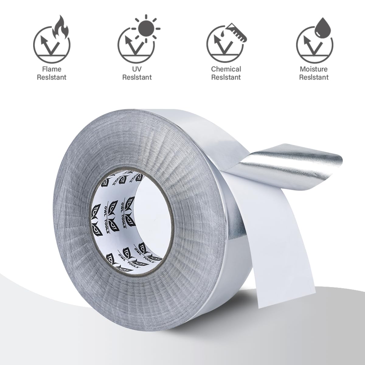 Owl Tools Aluminum Foil HVAC Tape (2" x 300' - 5X Longer Than The Competition) 3.9 mil - Perfect for Ductwork, Insulation, Dryer Vents, AC, & More!