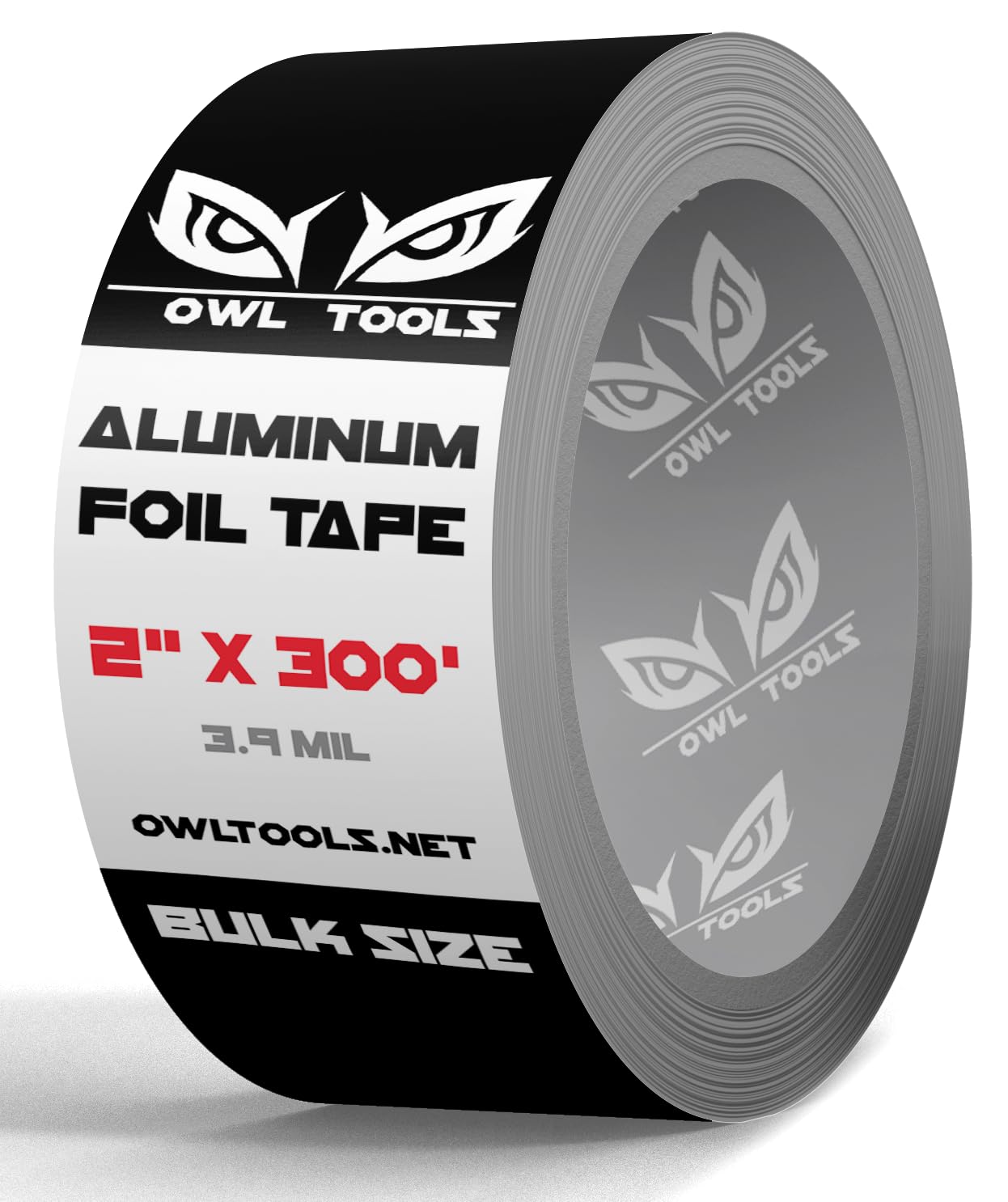 Owl Tools Aluminum Foil HVAC Tape (2" x 300' - 5X Longer Than The Competition) 3.9 mil - Perfect for Ductwork, Insulation, Dryer Vents, AC, & More!