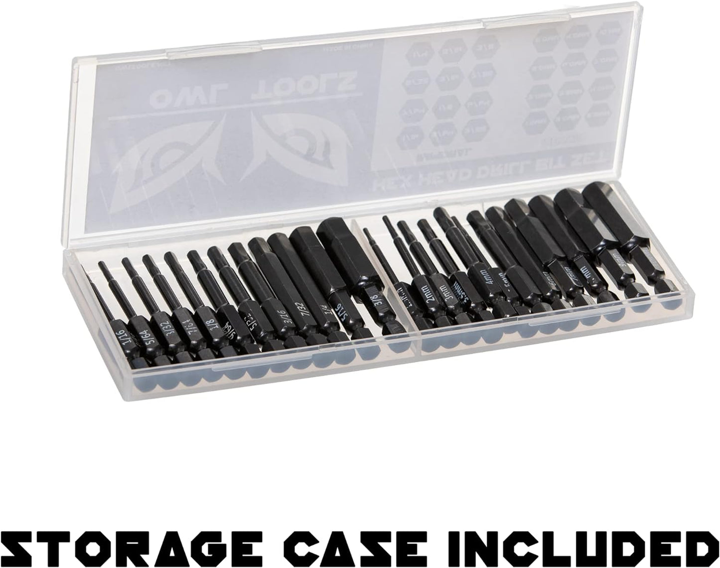 Owl Tools 24 Pack of Hex Head Allen Wrench Drill Bits (CR-MO Industrial Strength Metric & SAE Hex Bits) - 2.3" with Case