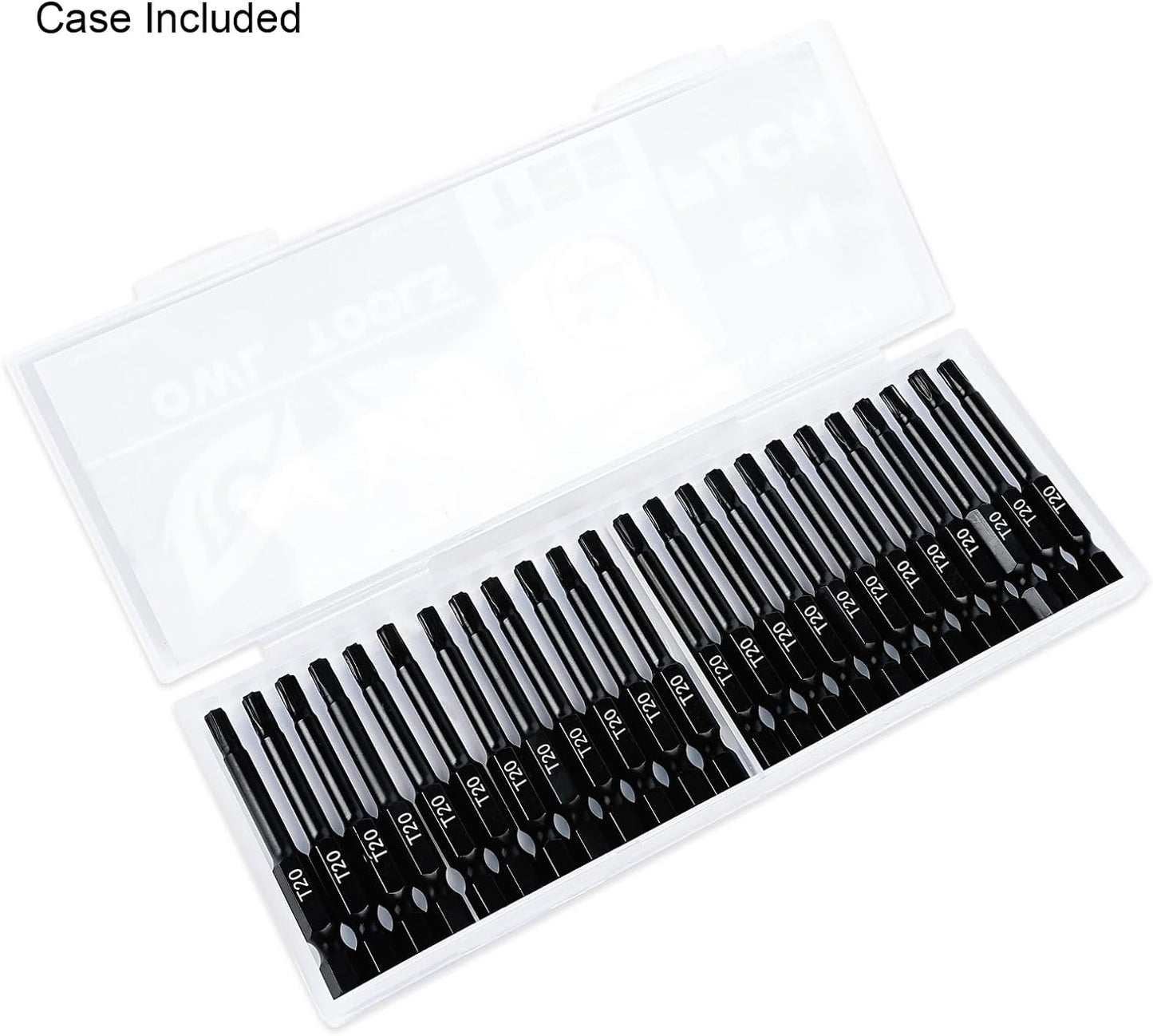 25 Torx Bits, T15,T20,T25,T27,T30,T35,T40 (24 Pack - 2 Inch Impact Grade) 8 Point Torx Star Bit with Hex Shank - Hardened CRM Steel Alloy - Case Included