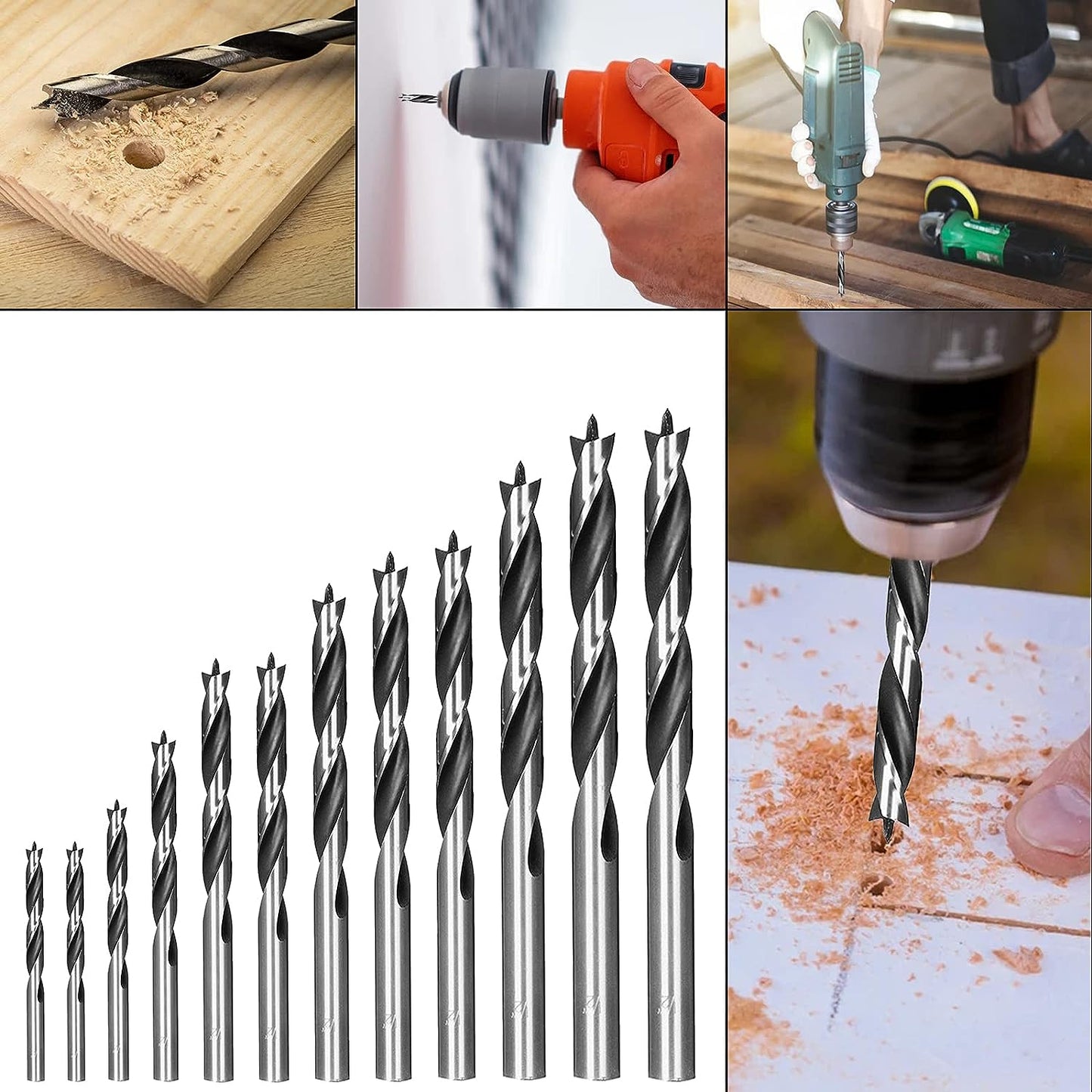 OWL TOOLS Brad Point Wood Drill Bit Set (12 Pack with Storage Case) Carpenters Quality - Drill Splinter-Free Perfectly Round Holes in All Types of Wood
